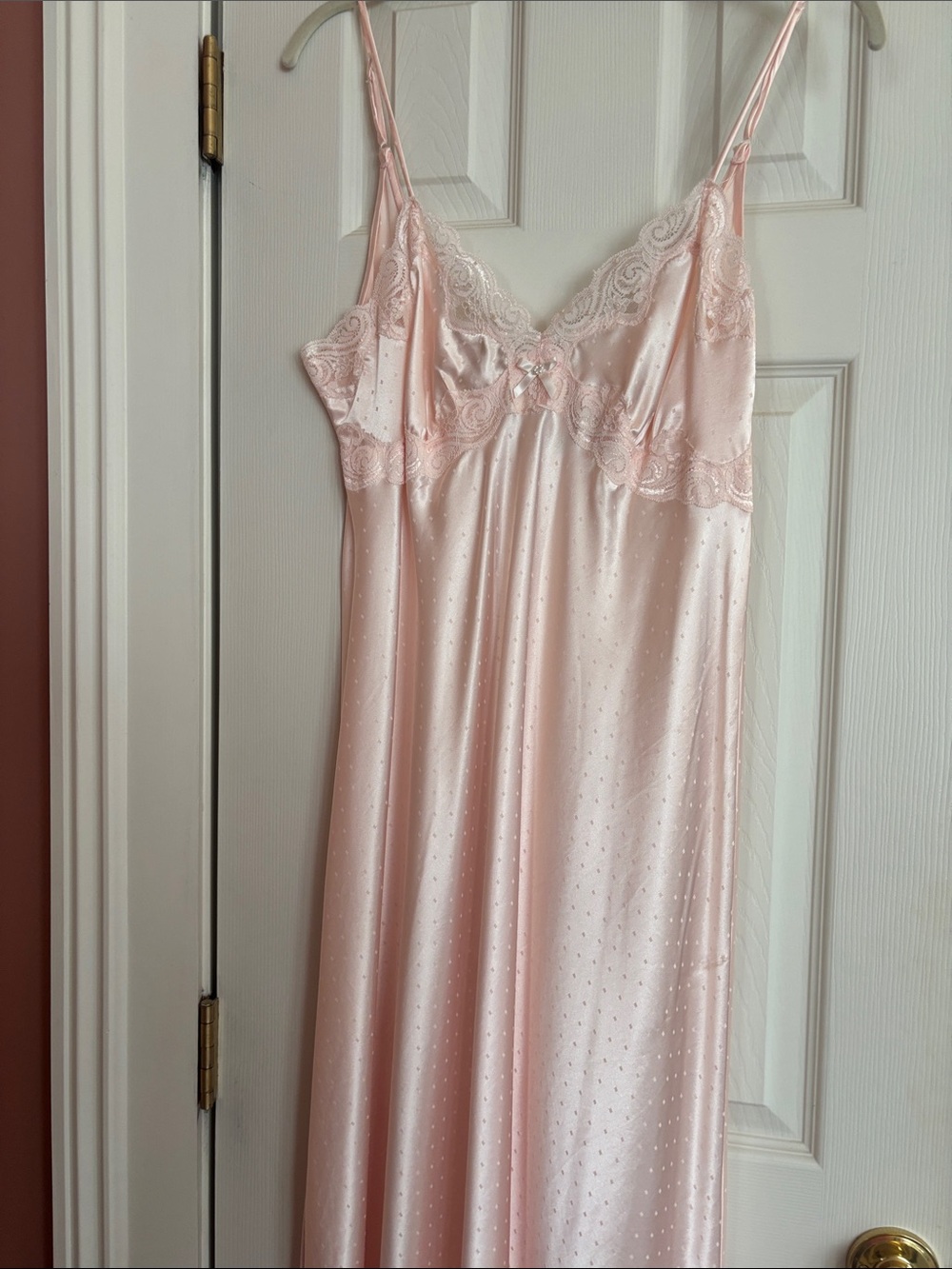 Linea Donatella Pale Blush Satin Robe and Nightgown Set - Picture 3 of 7